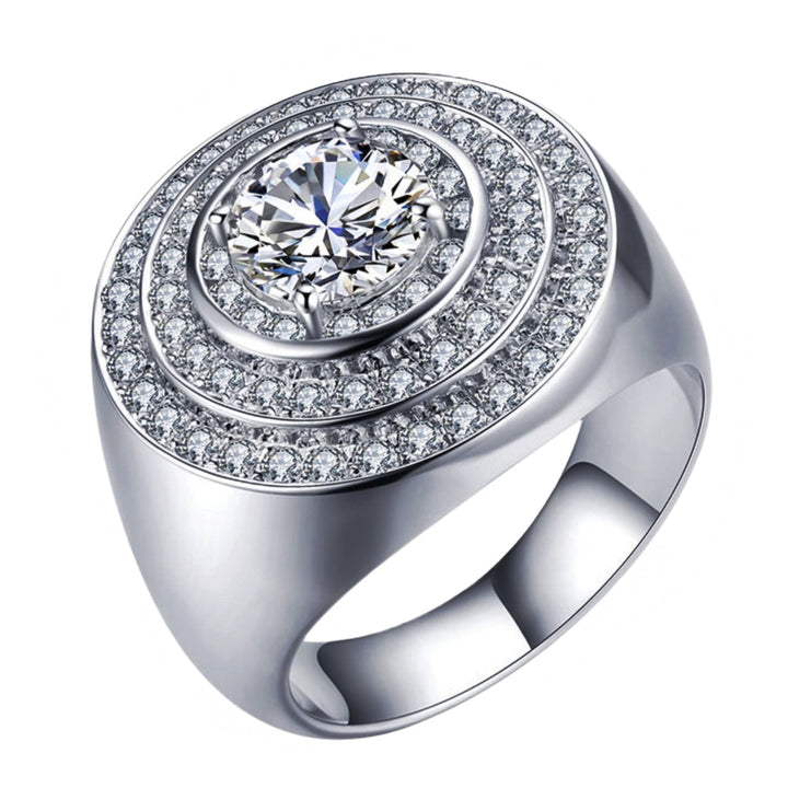 Multi Layer Halo Cluster Diamond Ring Bold Thick Hip Hop Mens Finger Ring