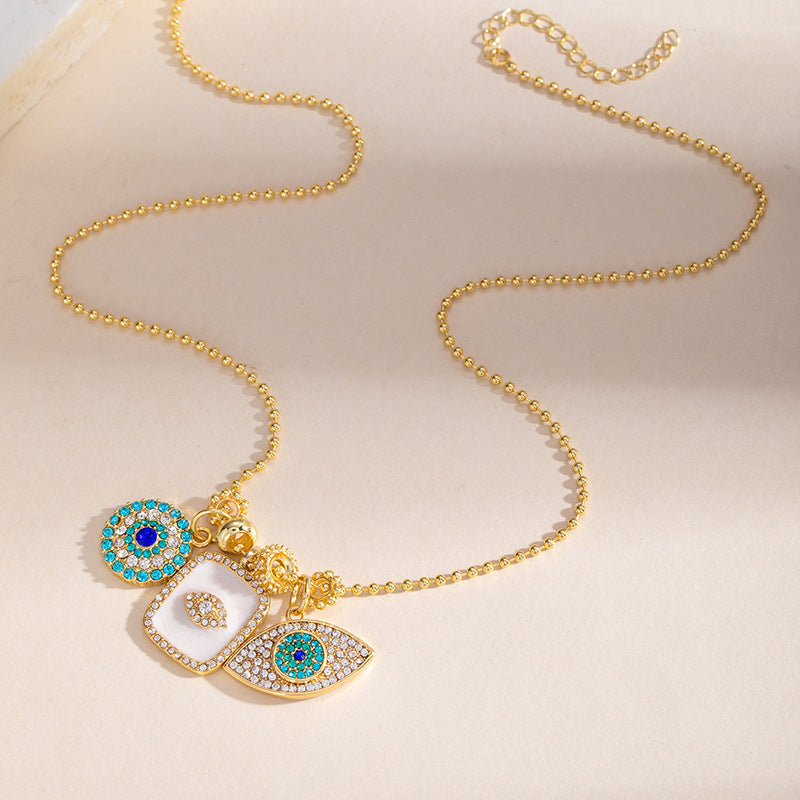 Evil Eye Diamond Necklace Women Luxury Minimalist Eye Pendant Collarbone Chain