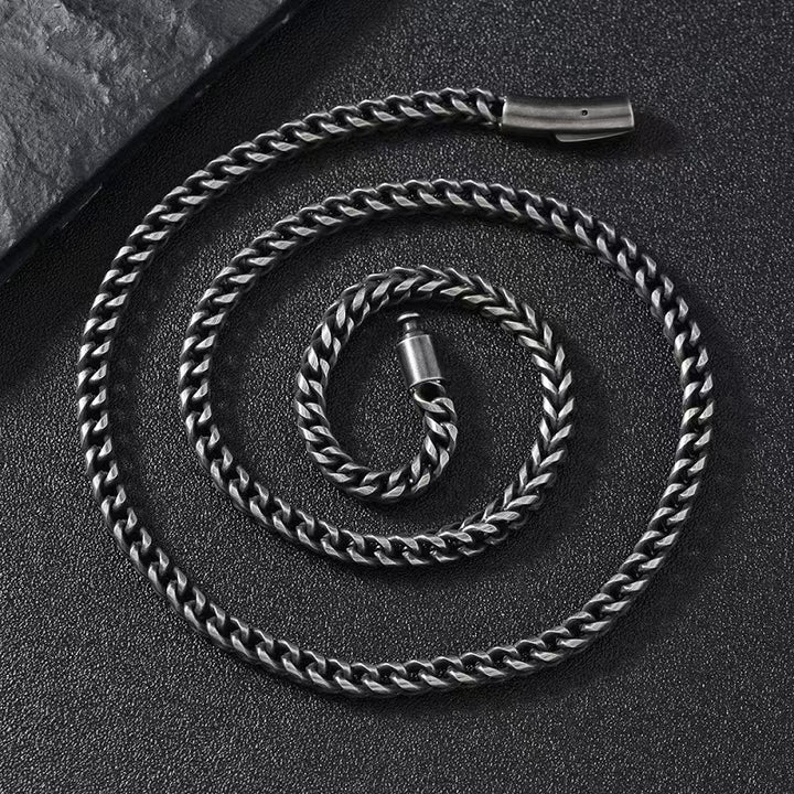 Vintage Blackened Franco Chain Necklace Retro Punk Thick Link Statement Chain For Men Unisex