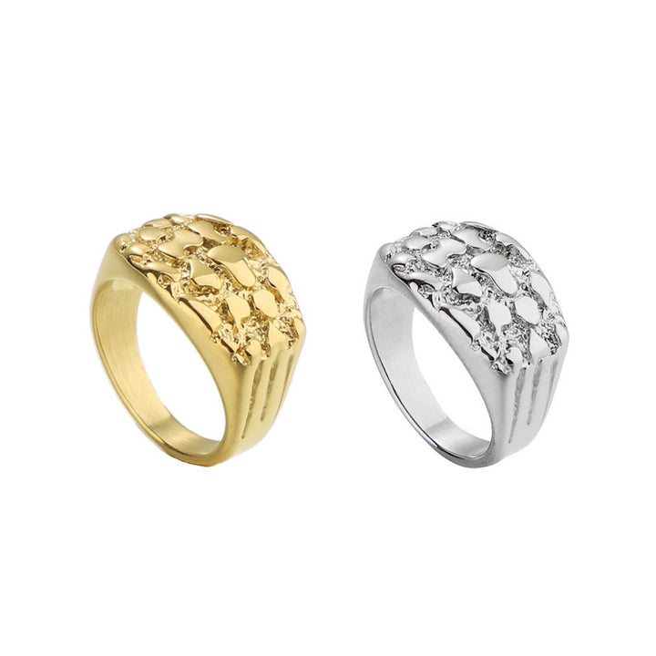 Hammered Textured Wide Solid Ring Vintage Heavy‑Duty Unisex Band