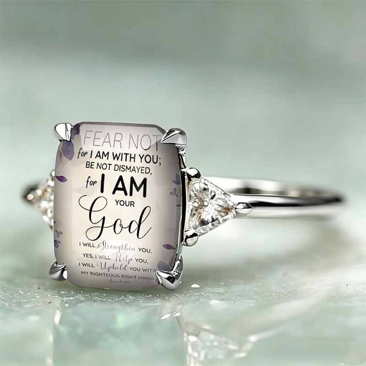 Bible Verse Inspirational Quote Statement Ring Faith Floral Rectangle Ring For Women