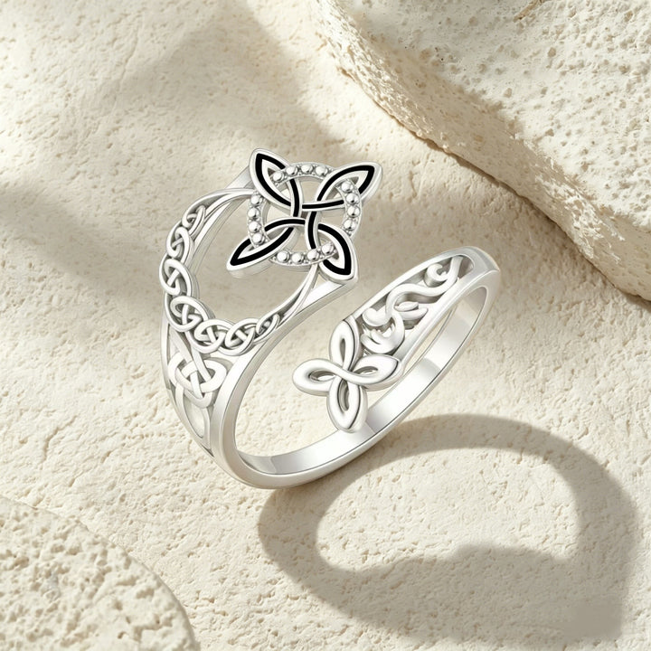 Celtic Knot Moon Open Ring Retro Ethnic Style Personalized Finger Ring