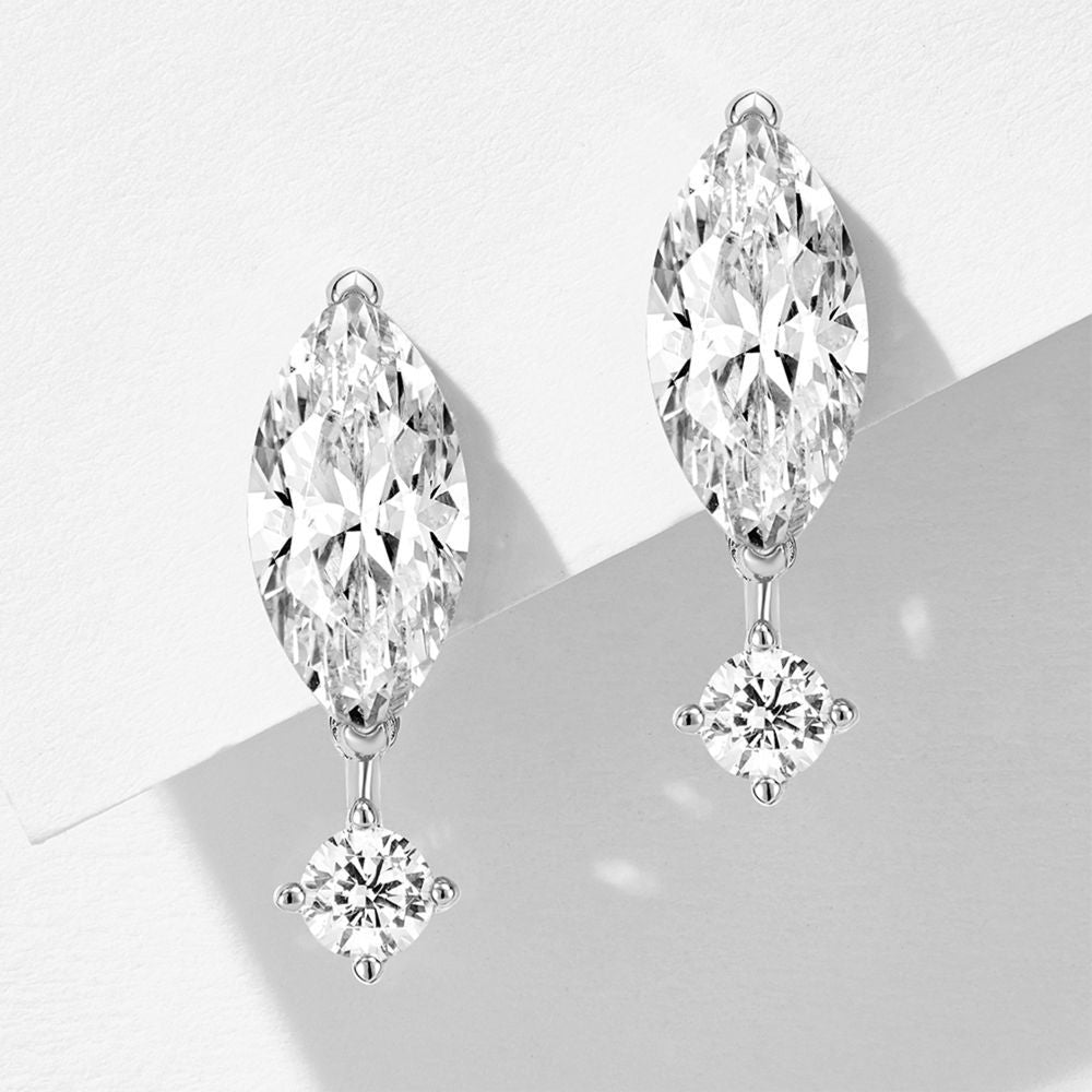 Marquise‑Cut Diamond Drop Earrings, Minimalist Elegant Earrings For Women