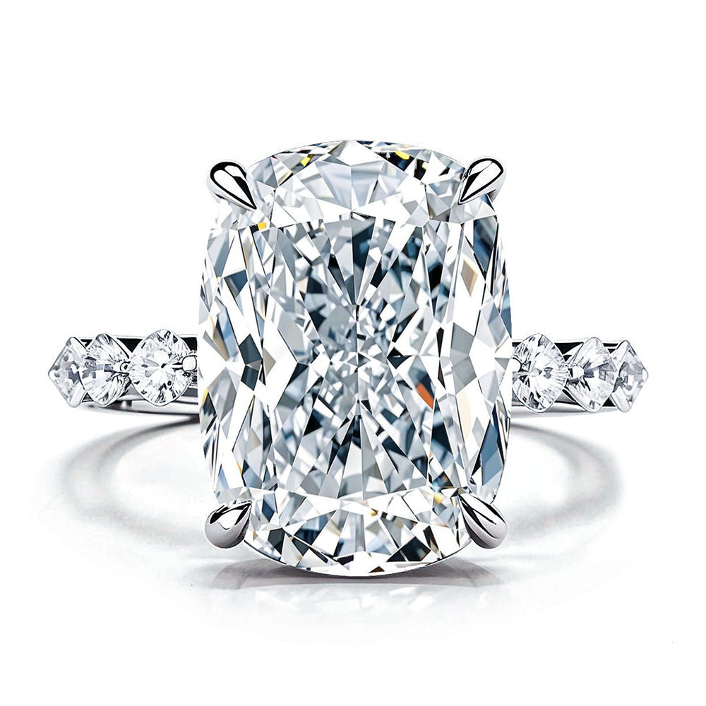 Elongated Cushion Cut Diamond Engagement Ring Women Four Prong Vintage Promise Ring
