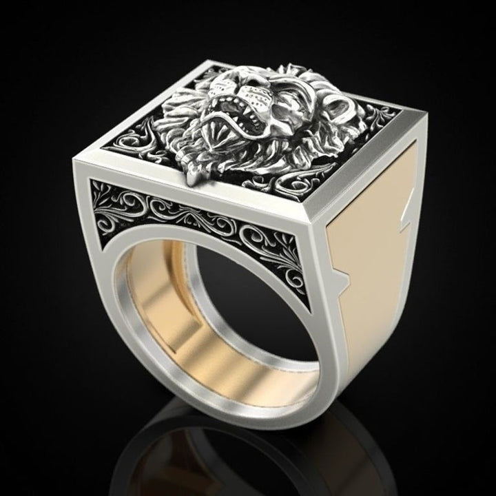 Wide Men’s Statement Ring With 3D Lion Relief & Hidden Secret Compartment