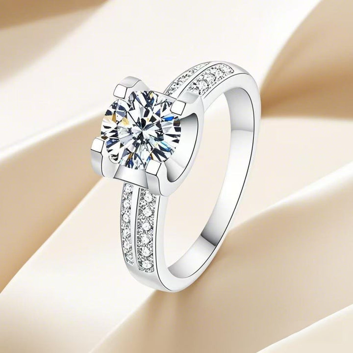 Square Pillow Four Prong Diamond Ring Double Row Paved Minimalist Luxury Promise Ring