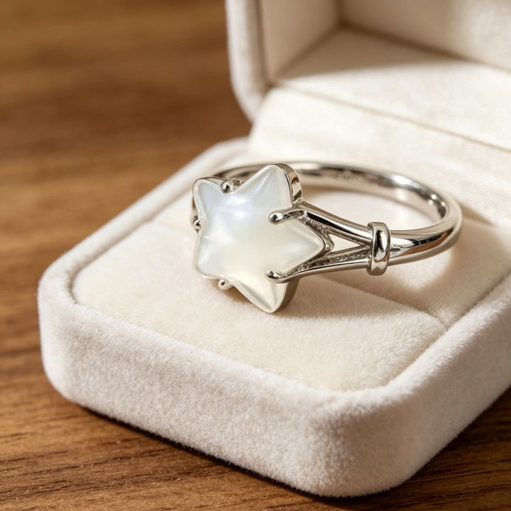 Star Shape Statement Ring Moonstone Inlaid Diamond Ring Minimalist Dainty Stackable Ring Elegant Daily Fashion Jewelry Gift For Women