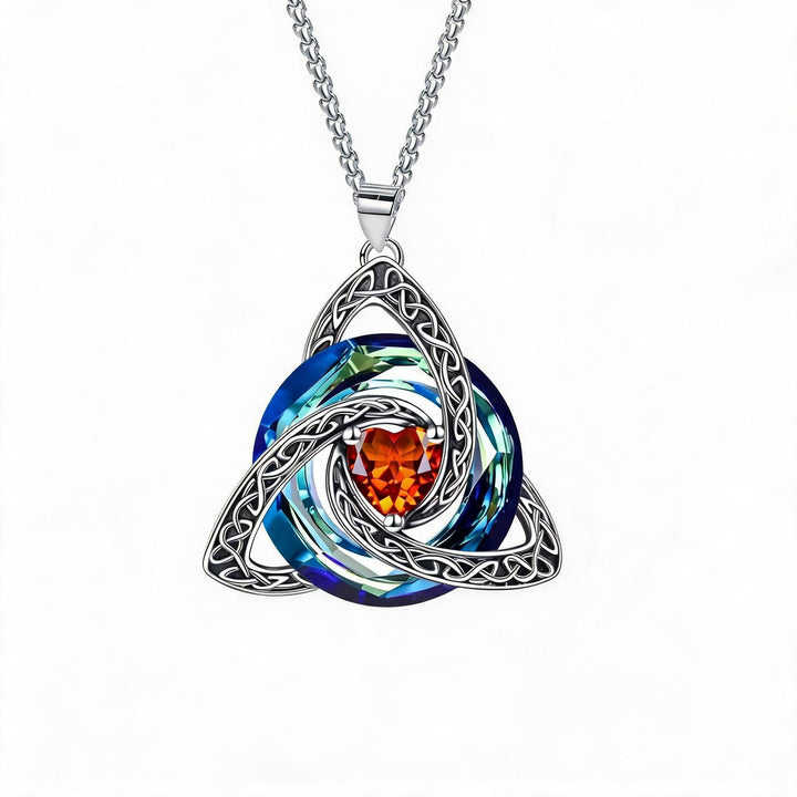 Celtic Trinity Knot Pendant Necklace Pure Silver Heart Diamond Birthstone Necklace For Women Or Men