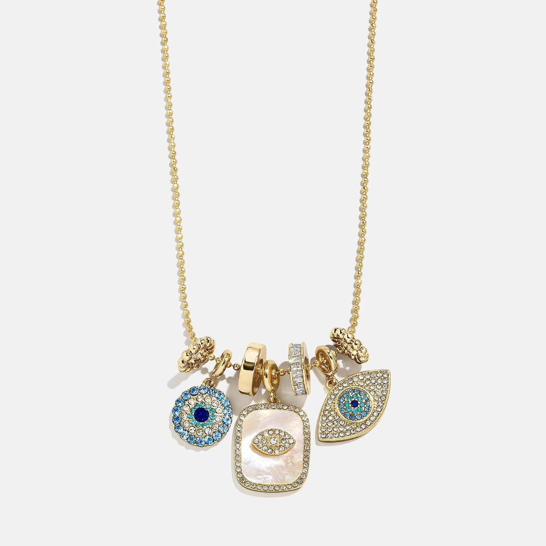 Evil Eye Diamond Necklace Women Luxury Minimalist Eye Pendant Collarbone Chain