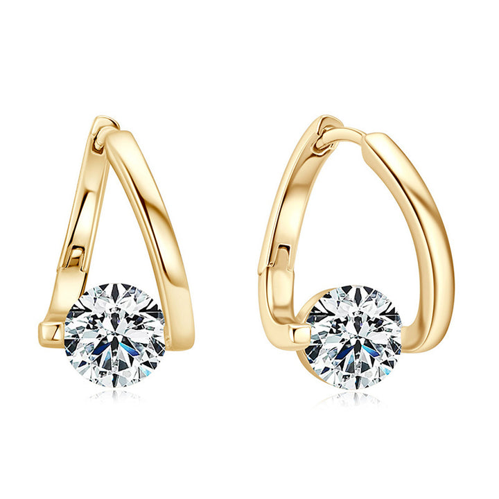 V Shape Round Diamond Huggie Earrings Multi Color Diamond