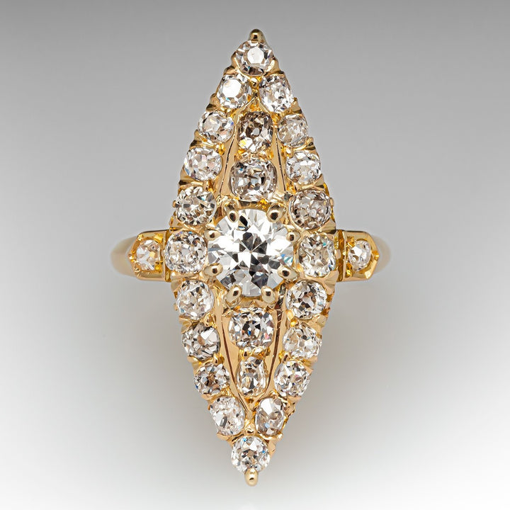 Vintage Marquise Diamond Statement Ring Antique Cluster Diamond Cocktail Ring For Women Fine Jewelry