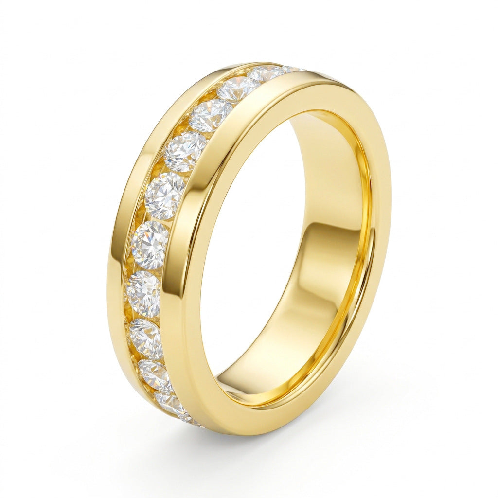 Channel Set Diamond Eternity Band Ring For Men Women Classic Wedding Band