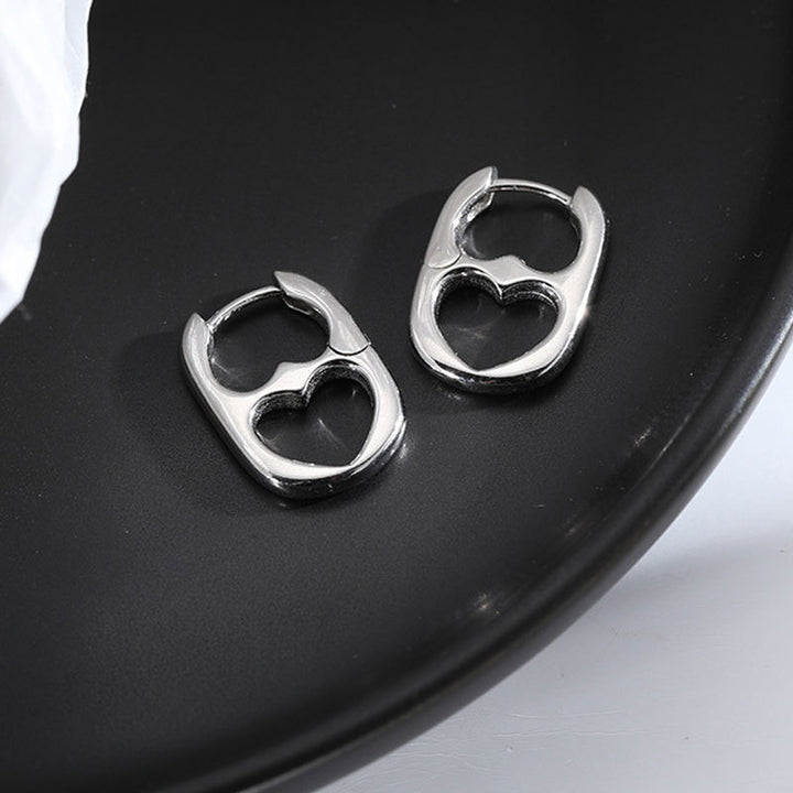 Hollow Heart Oval Hoop Earrings Minimalist Fashion Ear Jewelry