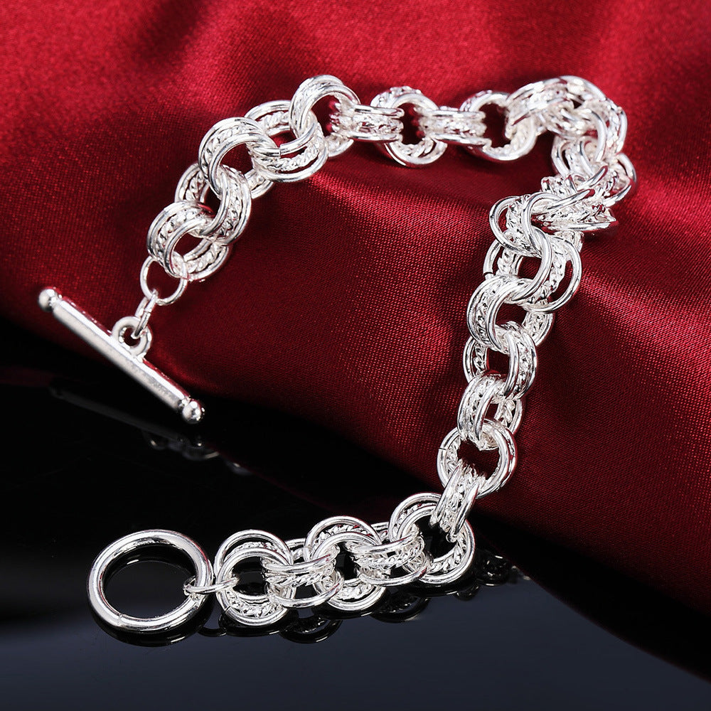 Vintage Interlocking Circle Chain Bracelet Hollow Carved Statement Bracelet Classic OT Clasp Wrist Jewelry For Women