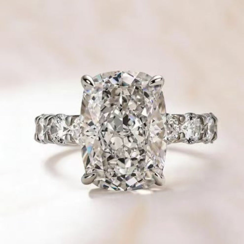 Elongated Cushion Cut Diamond Engagement Ring Women Four Prong Vintage Promise Ring