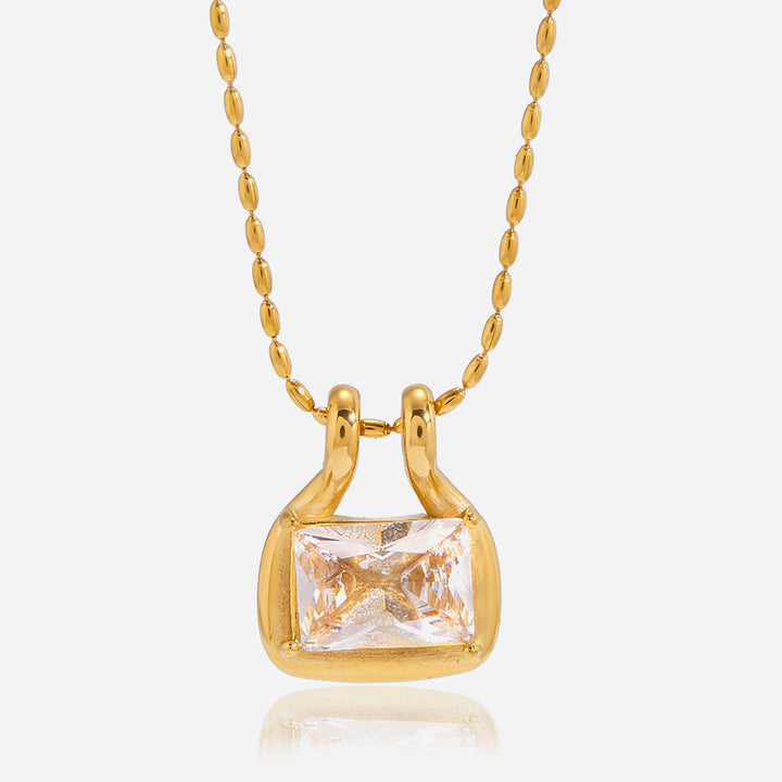 Luxury Rectangle Diamond Handbag Pendant Necklace Fashion Commuter Womens Clavicle Chain