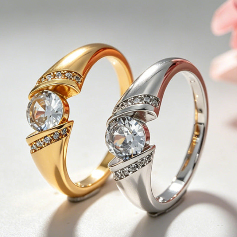 Modern Twist Solitaire Diamond Ring Minimalist Statement Jewelry For Women