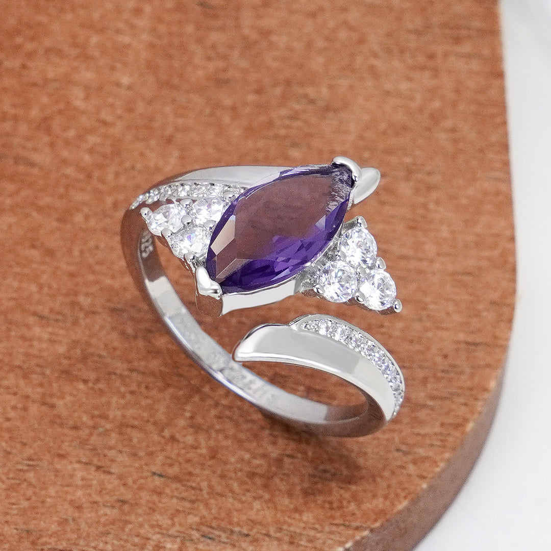 Marquise Cut Diamond Open Ring Elegant Split Shank Statement Ring For Women Fine Jewelry