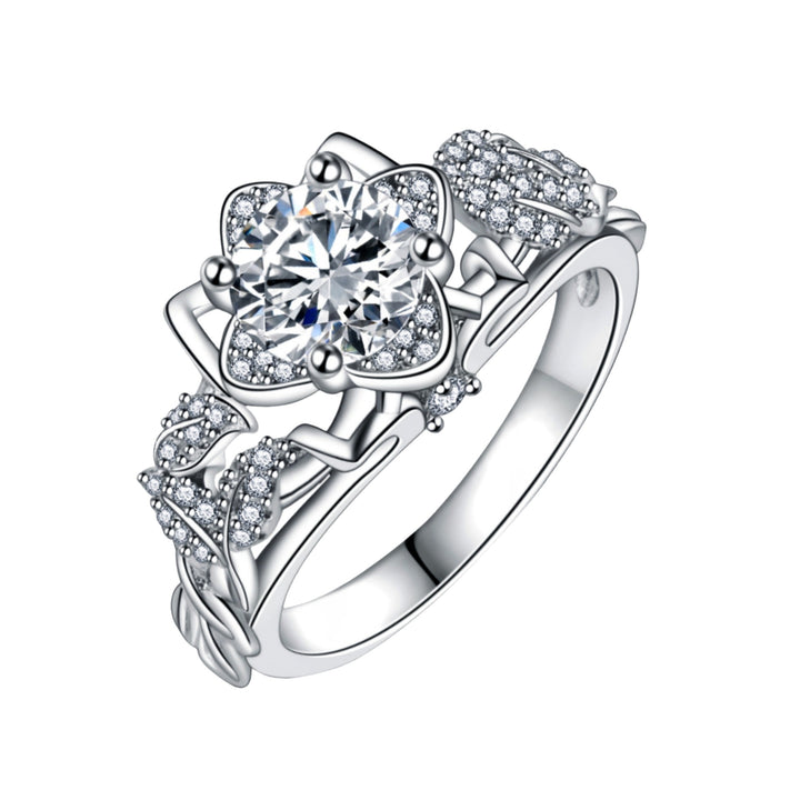 Vine‑Leaf Wrapped Diamond Women Ring, Vintage Openwork Carved Engagement Band