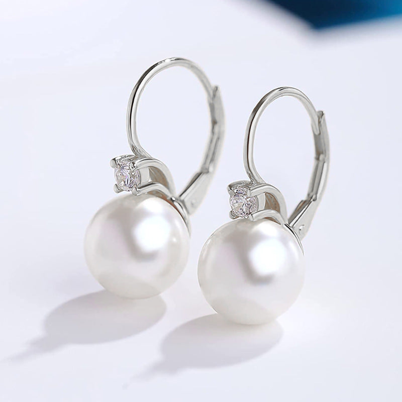 Classic Lever‑back Pearl Drop Earrings Elegant Daily Wear Earrings For Women