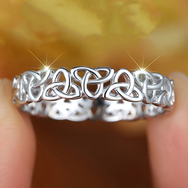 Celtic Knot Solid Silver Band Ring Hollow Interwoven Knot Eternity Ring For Men Women