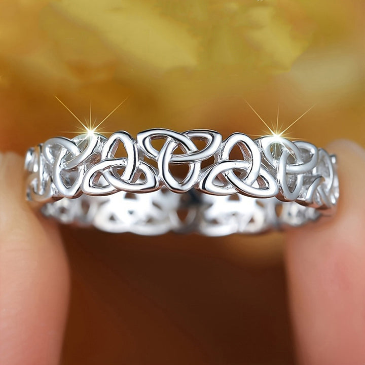 Celtic Knot Solid Silver Band Ring Hollow Interwoven Knot Eternity Ring For Men Women