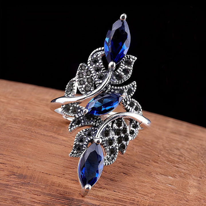 Leaf Shape Statement Ring Marquise Cut Gemstone Cocktail Ring Vintage Floral Design Ring Elegant Party Jewelry Anniversary Gift For Women