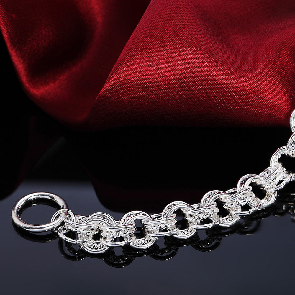 Vintage Interlocking Circle Chain Bracelet Hollow Carved Statement Bracelet Classic OT Clasp Wrist Jewelry For Women