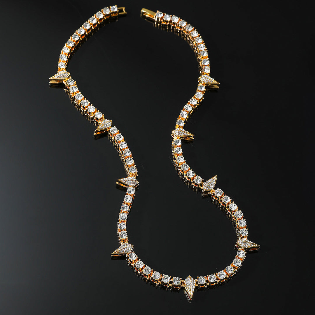 Spike‑Design Full‑Pave Diamond Tennis Bracelet Hip‑Hop Trendy Diamond Jewelry