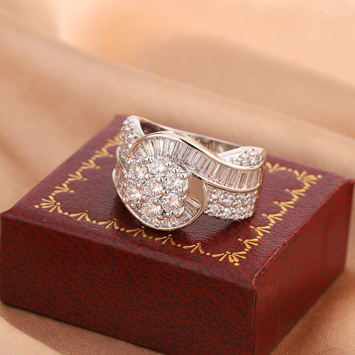 Twist Cluster Diamond Statement Ring For Women Wedding Engagement Party Luxury Cocktail Jewelry