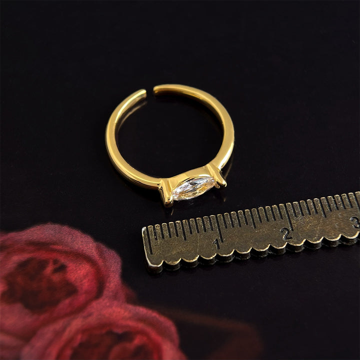 Marquise Diamond Open Adjustable Ring Minimalist Ladies Stacking Ring
