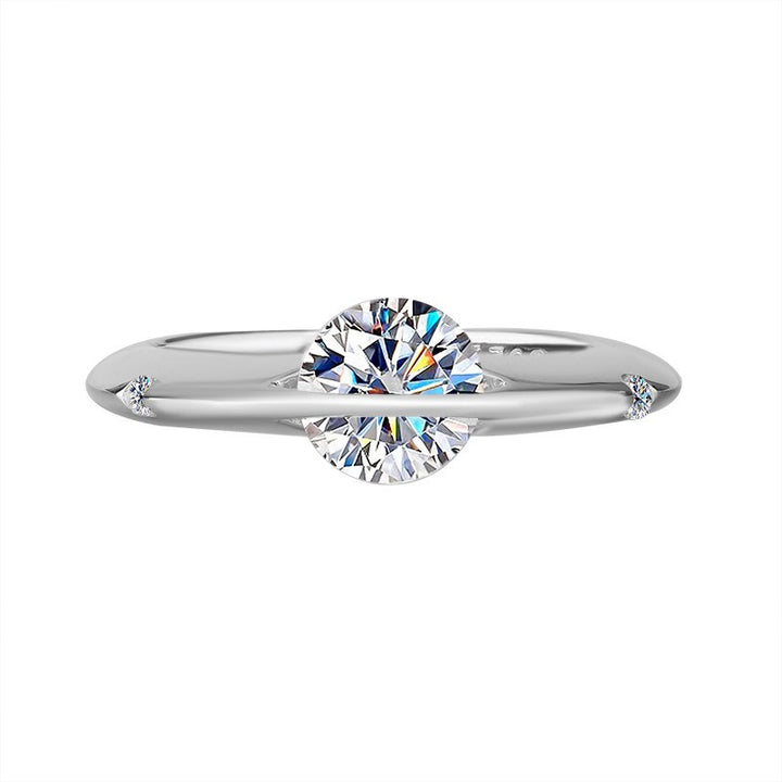 Minimalist Through‑Set Sterling Silver Ring Unique‑Designed Diamond Band