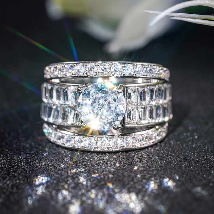 Round Diamond Statement Ring Vintage Bridal Wedding Band Luxury Engagement Ring For Women Men