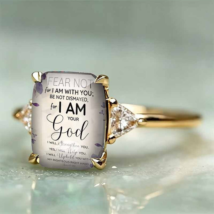 Bible Verse Inspirational Quote Statement Ring Faith Floral Rectangle Ring For Women