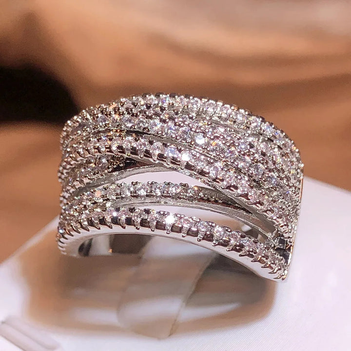 Hip Hop Geometric Multi-Layer Ring | Vintage Fashion Irregular Wrap Statement Ring