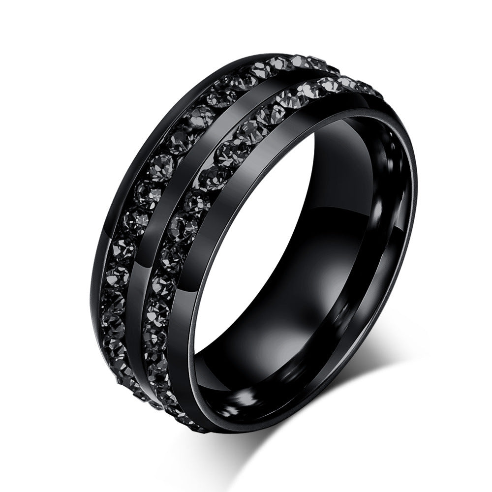 Double‑Row Full‑Paved Wide Band Ring, 3‑Color Option Minimalist Channel‑Set Ring