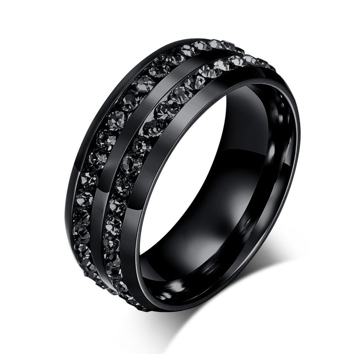 Double‑Row Full‑Paved Wide Band Ring, 3‑Color Option Minimalist Channel‑Set Ring
