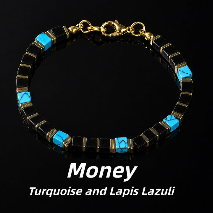 Vintage Square Natural Stone Beaded Bracelet Stackable Handmade Wrist Jewelry For Men Women