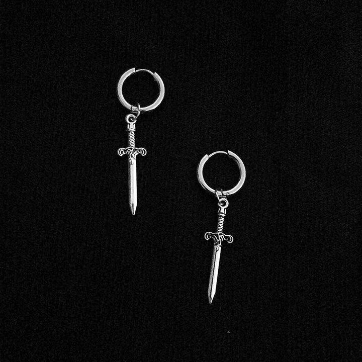 Vintage Dagger Sword Hoop Earrings Gothic Punk Drop Ear Jewelry