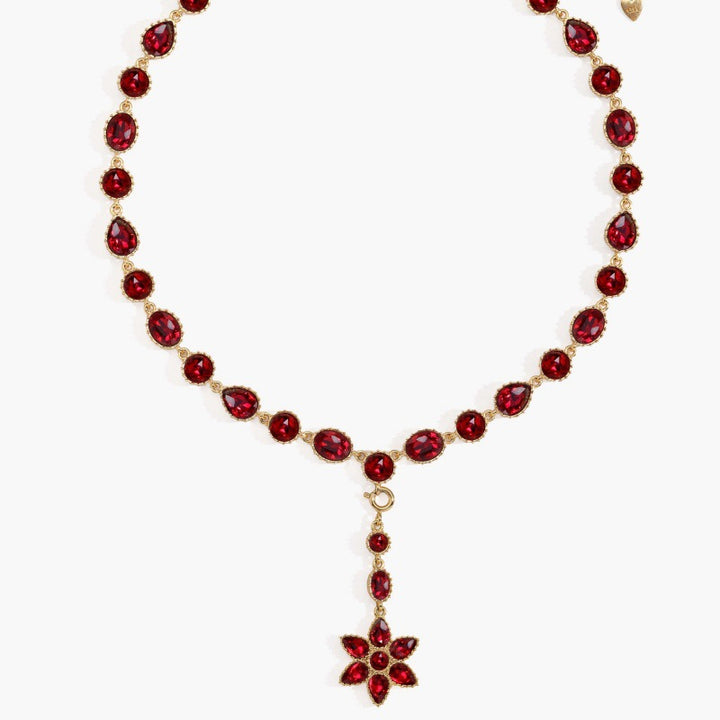 Vintage Red Gemstone Y Necklace Detachable Star Pendant Choker For Women