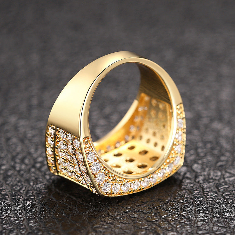 Wide Full‑Pave Diamond Men Ring Hip‑Hop Statement Luxury Diamond Band