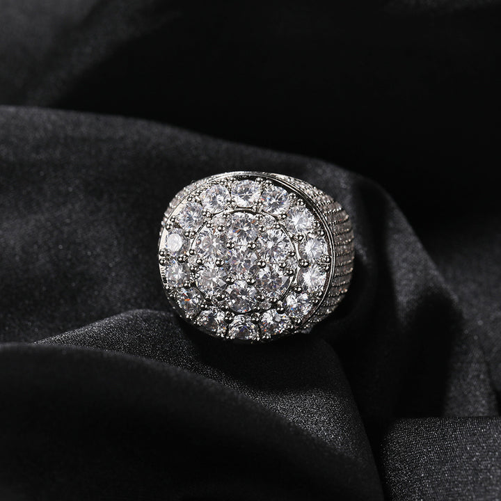 Dome‑Shaped Full‑Pave Wide Heavy‑Weight Hip‑Hop Men’s Ring