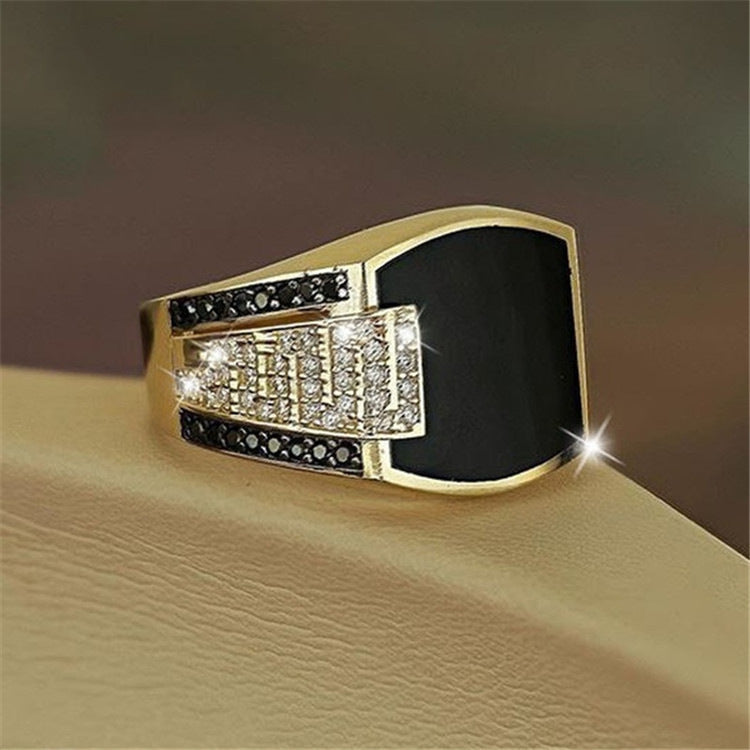 Wide Band Geometric Paved Diamond Ring Trendy Vintage Textured Mens Band