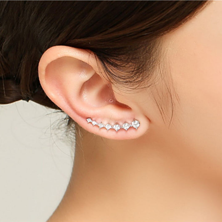 Curved Climber Earrings For Women Linear Diamond Ear Crawler Statement Ear Jewelry