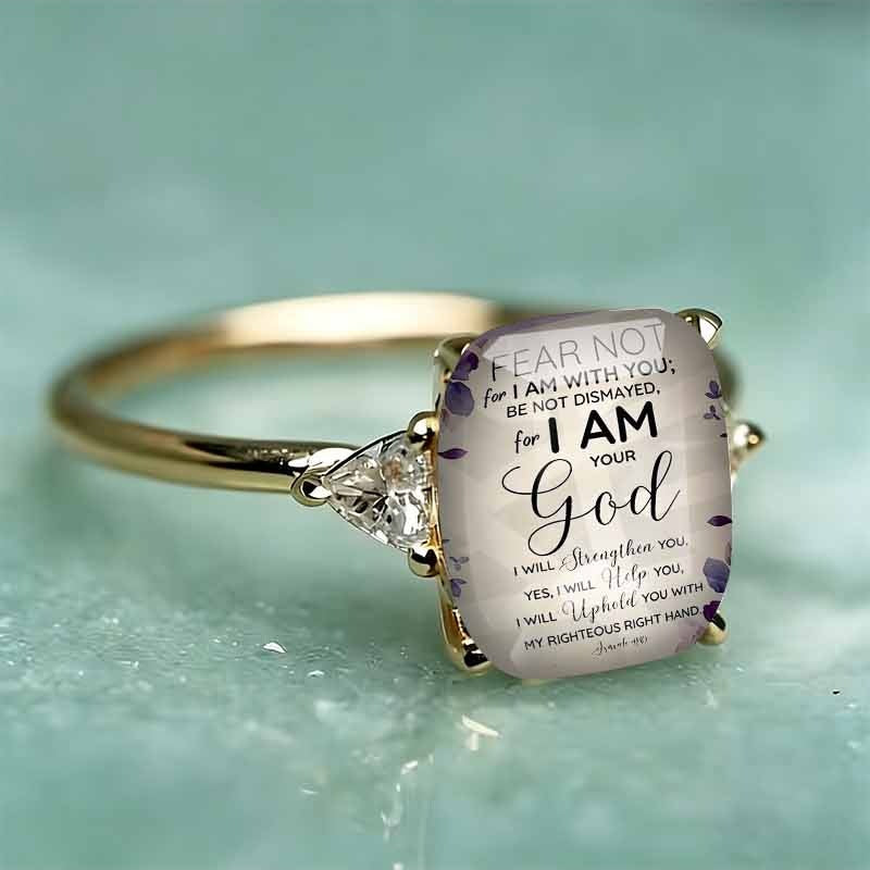 Bible Verse Inspirational Quote Statement Ring Faith Floral Rectangle Ring For Women