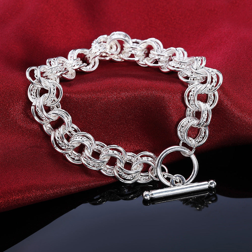Vintage Interlocking Circle Chain Bracelet Hollow Carved Statement Bracelet Classic OT Clasp Wrist Jewelry For Women