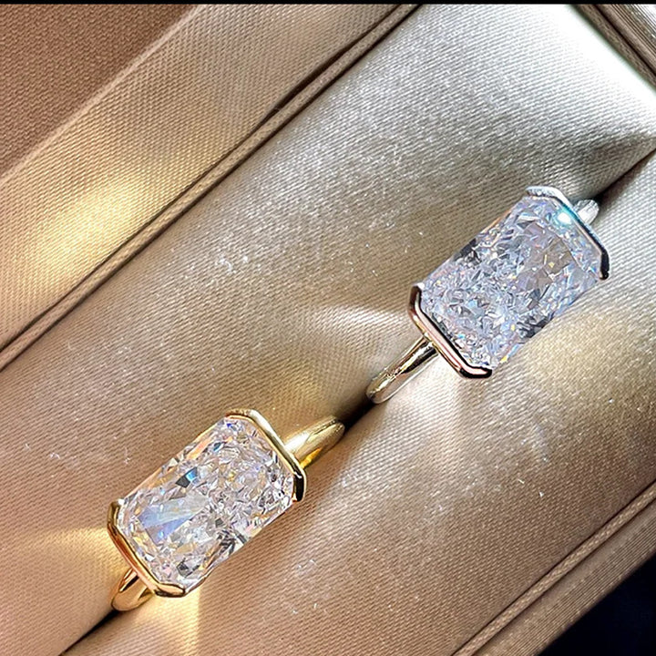 Radiant Cut Diamond Solitaire Ring Minimalist Bezel Setting Engagement Ring Timeless Statement Wedding Promise Ring Elegant Bridal Jewelry