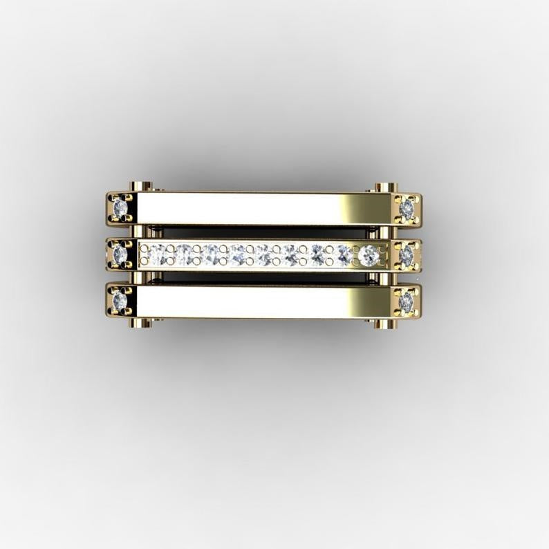 Square Shape Triple Band Statement Ring Modern Geometric Stack Ring Bold Luxury Band Ring Unique Designer Jewelry Wedding Promise Gift For Men Women