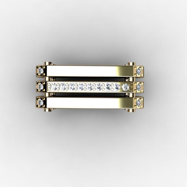 Square Shape Triple Band Statement Ring Modern Geometric Stack Ring Bold Luxury Band Ring Unique Designer Jewelry Wedding Promise Gift For Men Women