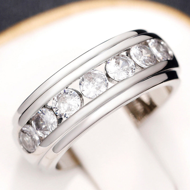 Simple Channel‑Set Half Eternity Diamond Wide Band Mens Ring